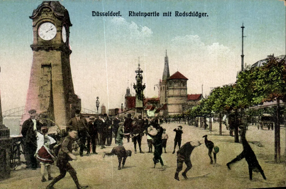 Düsseldorf. Rheinufer mit Fahrradständer. — J.W.B. No. 914 - Vorderseite
