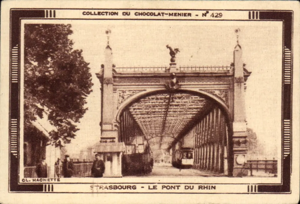 Estrasburgo - O Ponte do Reno — Coleção do Chocolat-Menier n°429, editor CL. Hachette - Frente