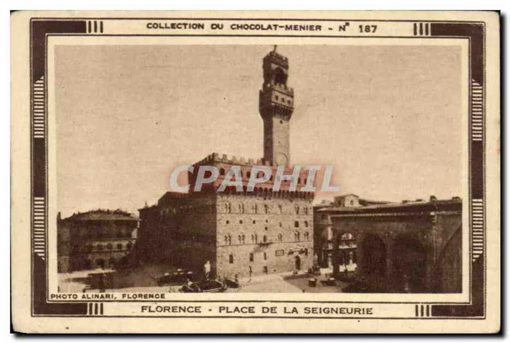 Florenz - Place de la Seigneurie — Sammlung Chocolat-Menier - N° 187, Foto Alinari - Vorderseite