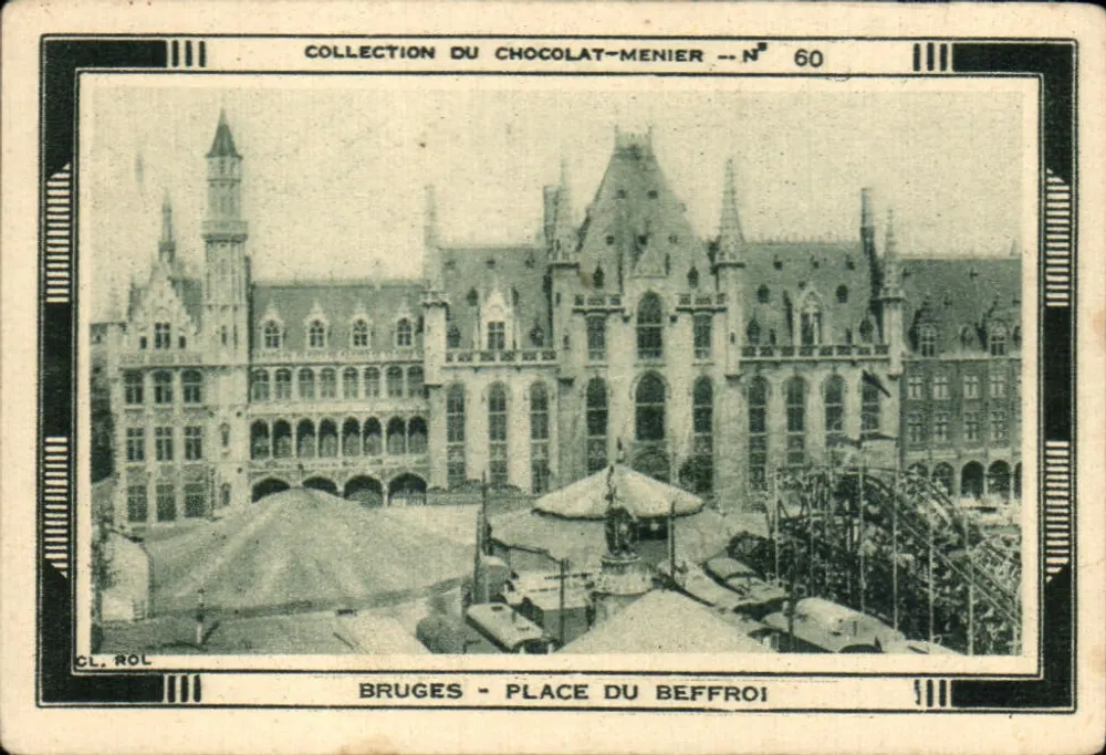 Bruges - Place du Beffroi — Coleção do Chocolat-Menier n°60, editada por CL. ROL - Frente