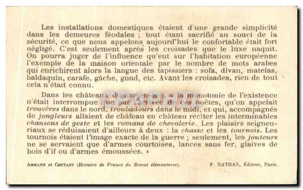 Schloss Crussol — Ruinen eines feudalen Schlosses des 12. Jahrhunderts — Verlag F. Nathan, Paris - Rückseite