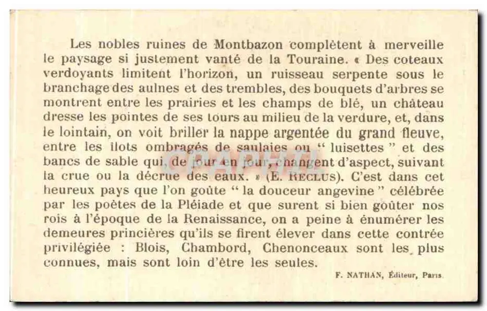 Donjon de Montbazon — Historische Ruinen Frankreichs — F. Nathan, Paris - Rückseite