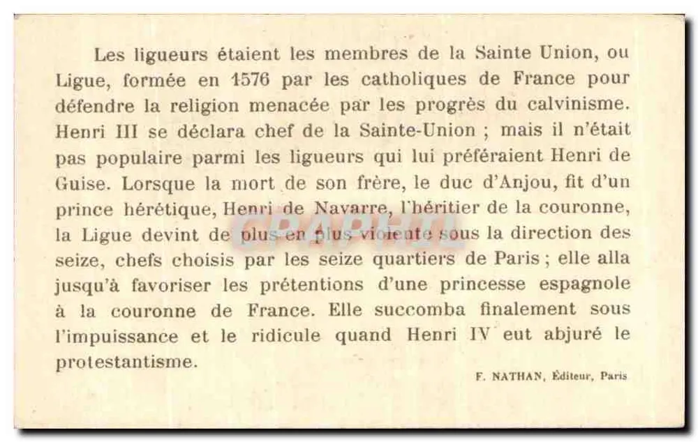 Wälle und Türme von Sémur — Überreste eines 12. Jahrhunderts Schlosses, Stadt 1588 von den Ligaisten erobert und Schloss 1590 von Henri IV abgerissen — F. Nathan, Paris, n°13 - Rückseite