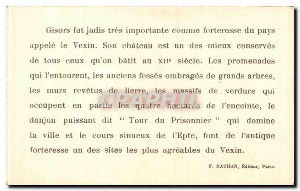 Castelo de Gisors (Eure) — Ruínas históricas da França — F. Nathan, Paris - Verso