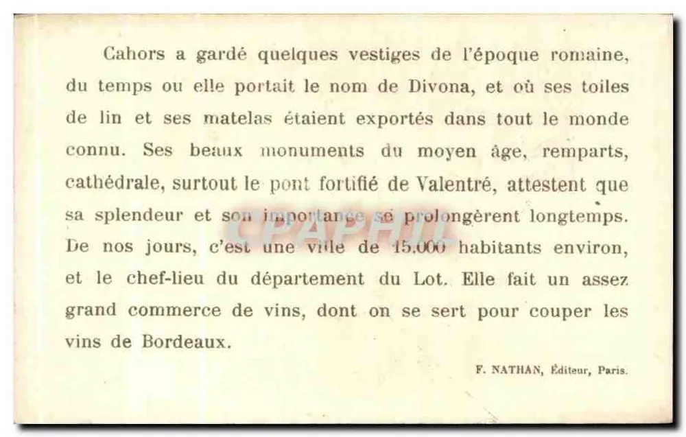 Pont de Valentré, Cahors (Lot) — Einzigartiges Denkmal des 14. Jahrhunderts, wichtige Verteidigungsanlage (im letzten Jahrhundert restauriert) — Les Ruines Historiques de France, n°48 - Rückseite