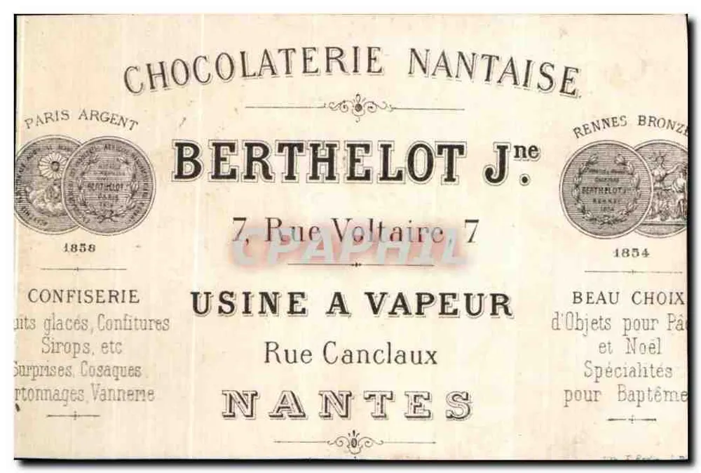 Zwei Jagdhunde - Berge im Hintergrund - Chocolaterie Nantaise Berthelot J. - Rückseite