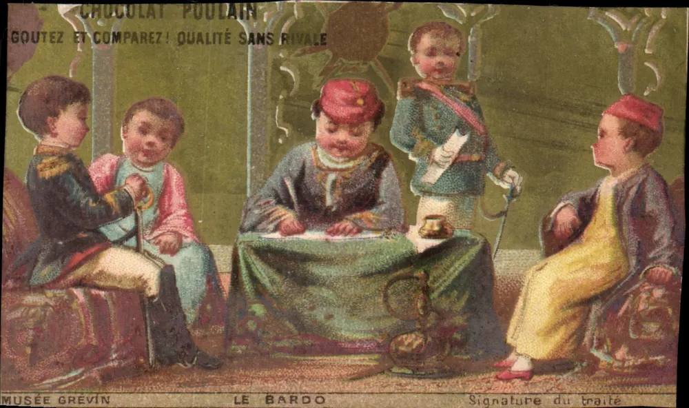 Schokolade Poulain — Werbung mit Kindern in Offiziersuniformen — Musée Grévin, Le Bardo - Vorderseite