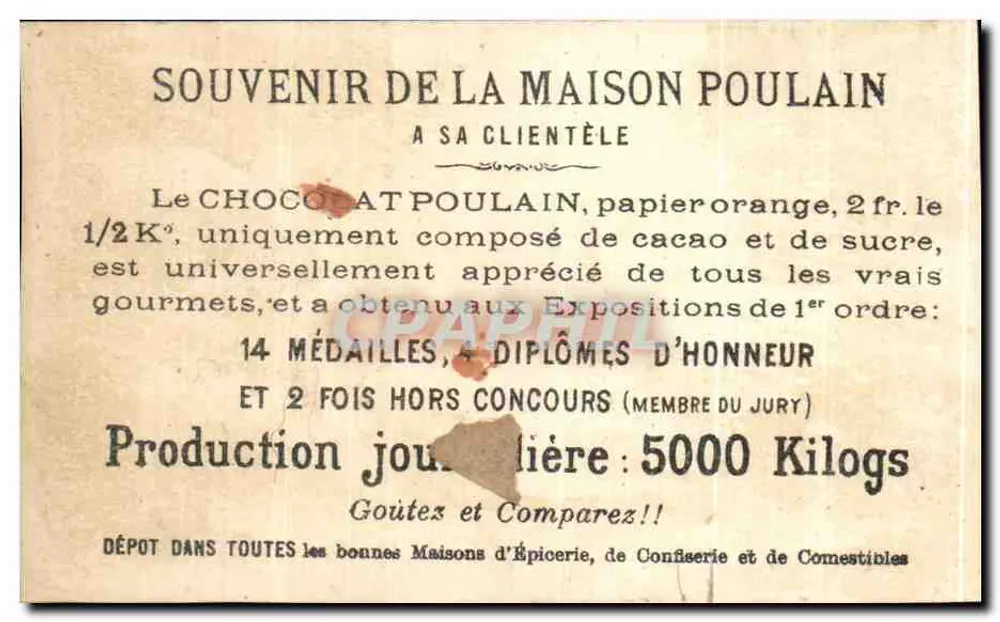 Gymnastik — Sprung — Chocolat Poulain, n° H.560 - Rückseite