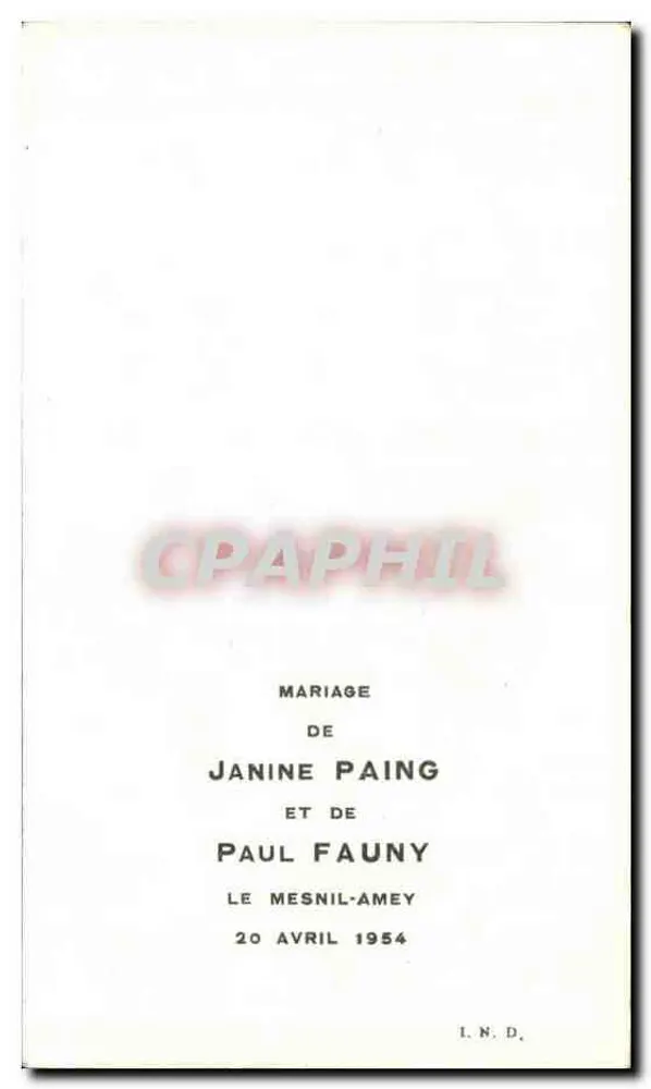 Hochzeit — Janine Paing und Paul Fauny — gedruckt in Belgien - Rückseite