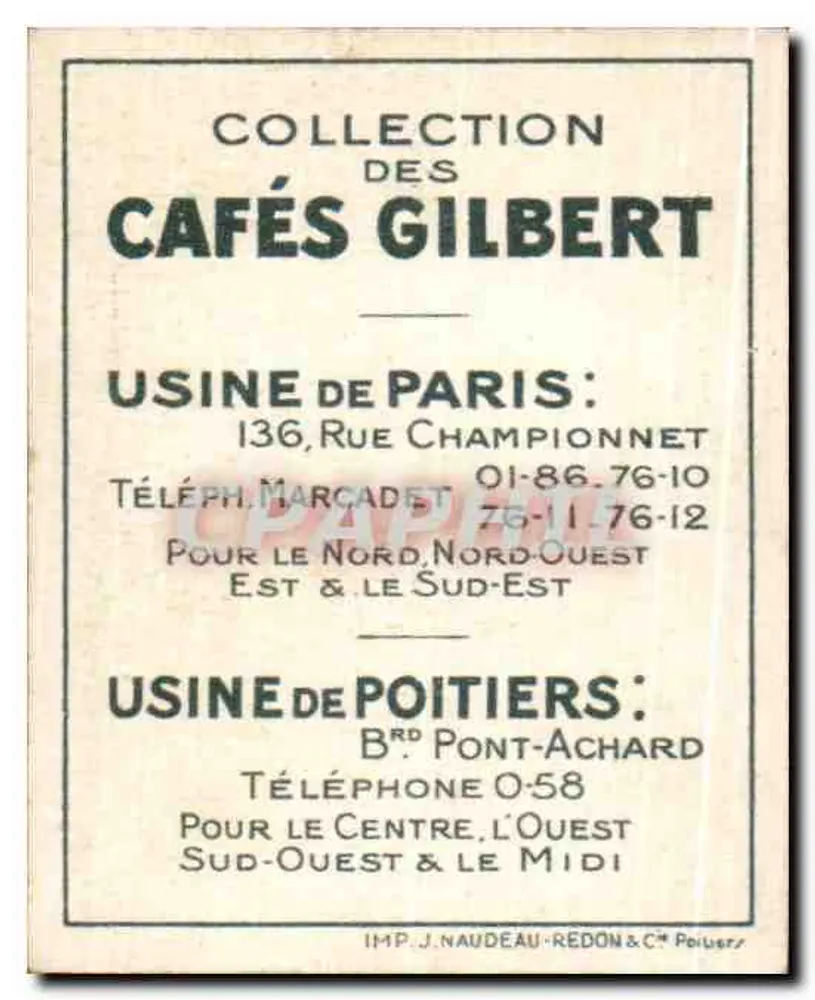Morue — Série XXIII — Cafés Gilbert N°6 - Verso