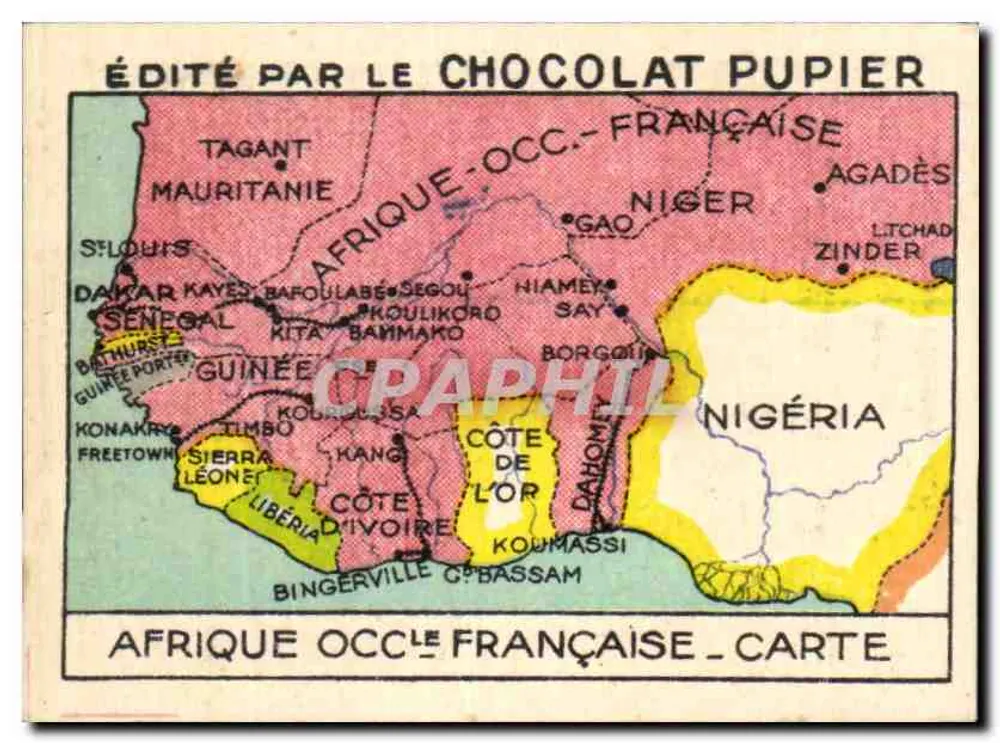 Westafrikanische Französische — geografische Karte — veröffentlicht von Chocolat Pupier, Nr. 56 - Vorderseite