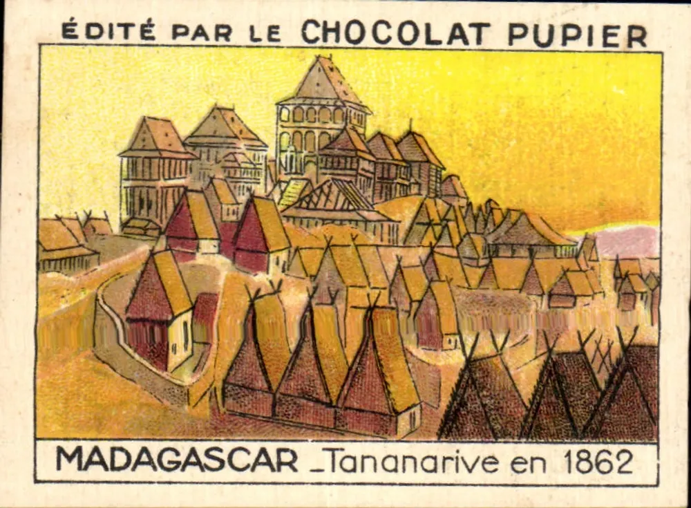 Madagaskar - Ansicht von Tananarive im Jahr 1862 — Verlag Chocolat Pupier - Vorderseite