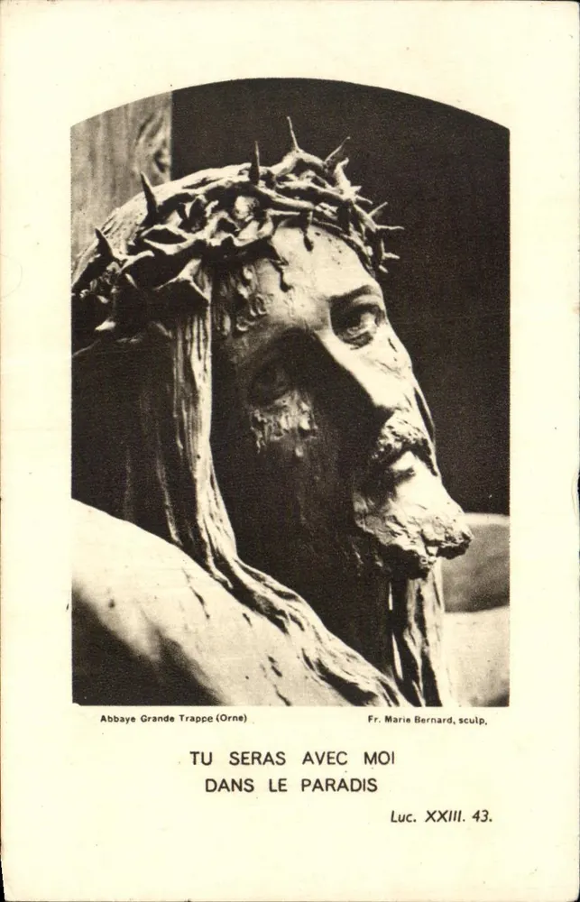 Statua Jezusa noszące koronę trzciny — Abp. Grande Trappe (Orne) — Fr. Marie Bernard, rzeźbiarz - Awers