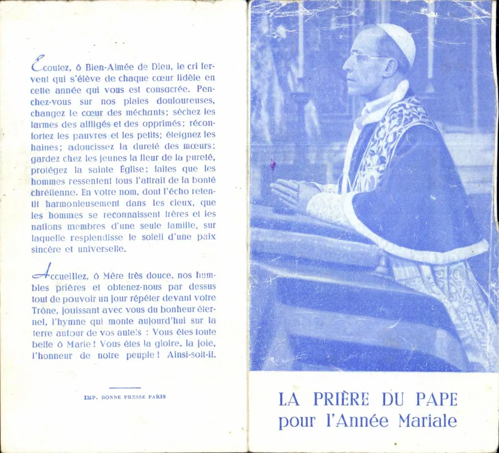 Paus — Gebed voor het Marijaanse Jaar — IMP. BONNE PRESSE PARIS - Voorkant