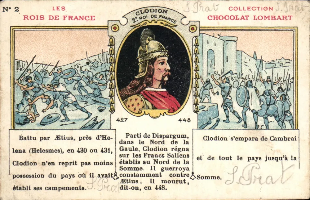 Clodion, 2. König von Frankreich — Sammlung Chocolat Lombart, Nr. 2 - Vorderseite