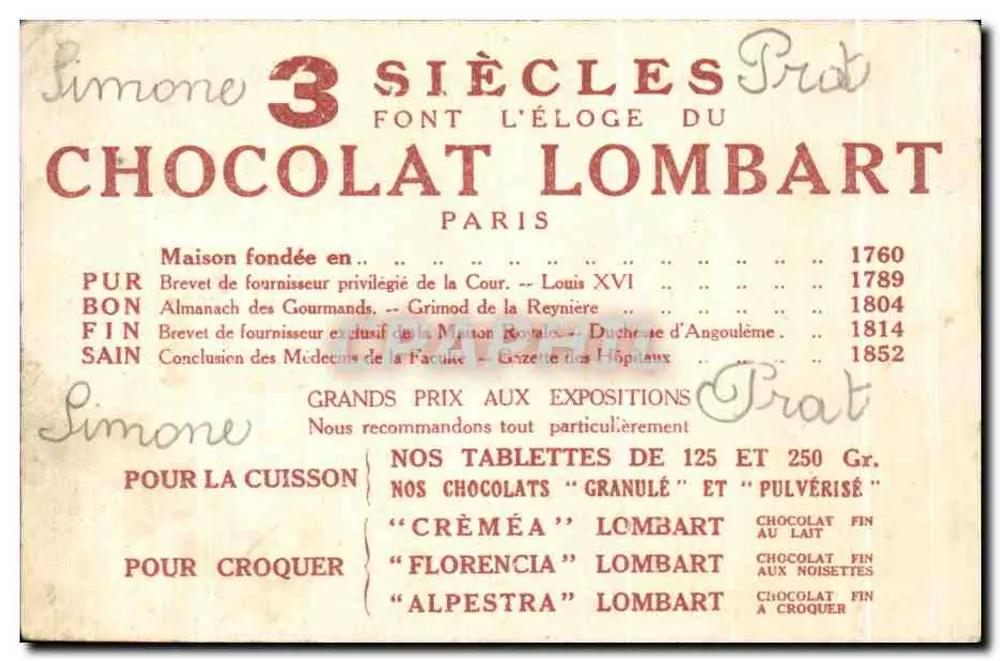 Clodion, 2. König von Frankreich — Sammlung Chocolat Lombart, Nr. 2 - Rückseite