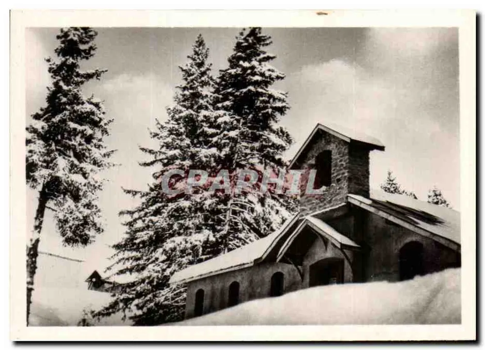 Igreja nevada — paisagem invernal — sem editor ou número de série visível - Frente