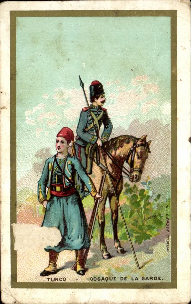 Turk - Kosak der Garde — Reiter und Kind in osmanischer Kleidung, Verlag Déposé Tiberium - Vorderseite