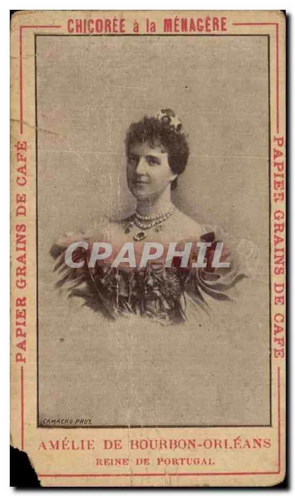 Amélie de Bourbon-Orléans — Königin von Portugal — Papier Grains de Café - Vorderseite