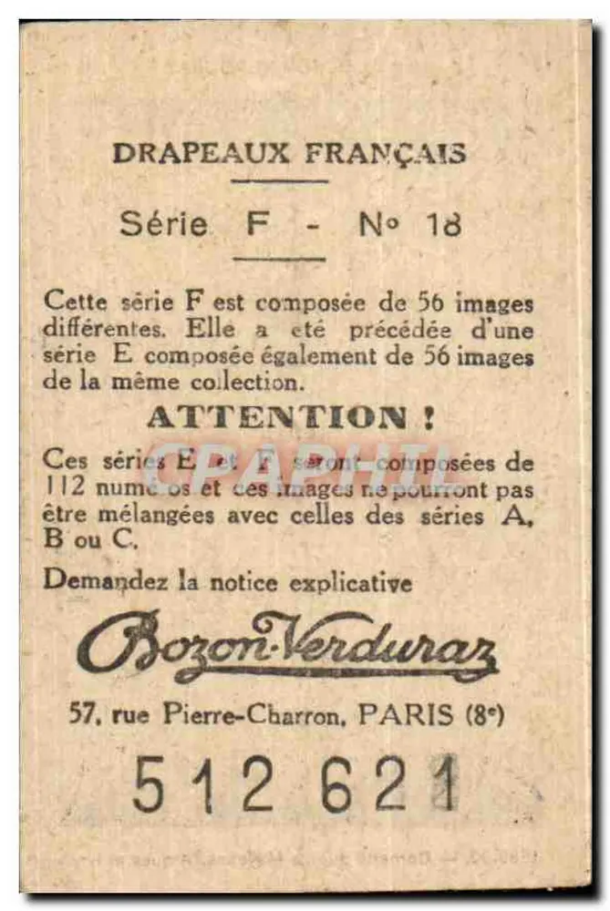 Cornete do duque de Mayenne — Arques e Ivry — Coleção BOZON-VERDURAZ, série F n°18 - Verso