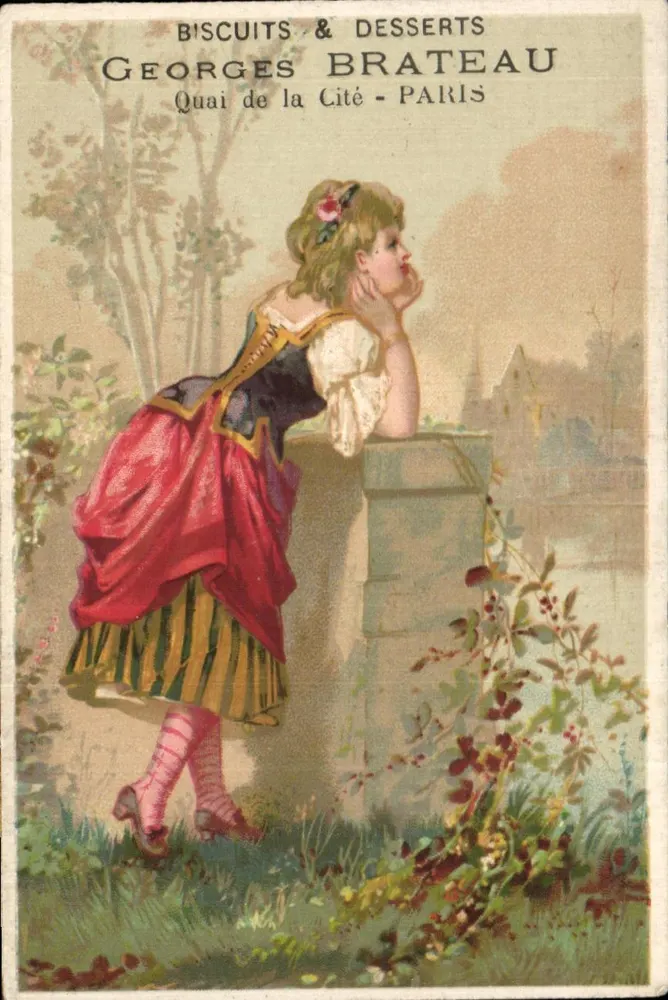 Frau in rotem Kleid — Quai de la Cité, Paris — Georges Brateau - Vorderseite