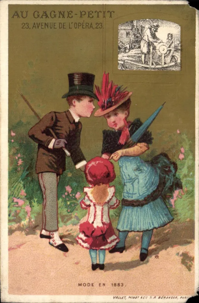 Moden aus dem Jahr 1883 — Au Gagne-Petit, 23 Avenue de l'Opéra — Vallet, Minot & Cie S.R. Beranger, Paris - Vorderseite
