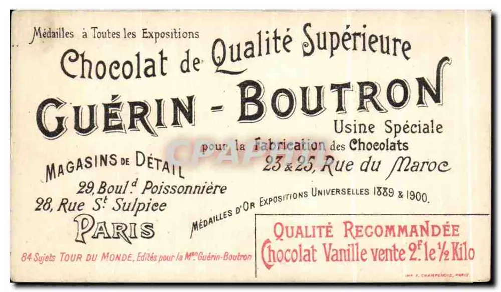 Java — Visita a uma habitação europeia — Chocolat Guérin-Boutron, série 25 - Verso