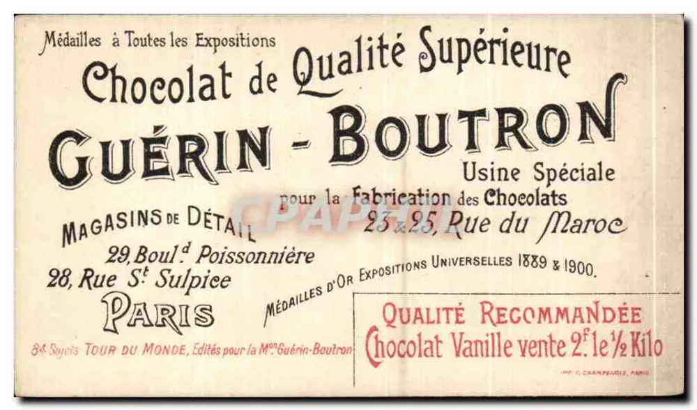 China — Ein Kanal in der Nähe von Canton — Chocolat Guérin-Boutron, Serie 47 von Tour du Monde en 84 Étapes - Rückseite