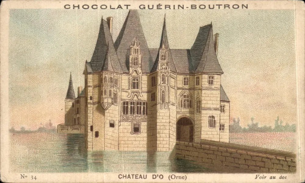 Castelo de O (Orne) — ilustração publicitária para o chocolate Guérin-Boutron — n° 34 - Frente