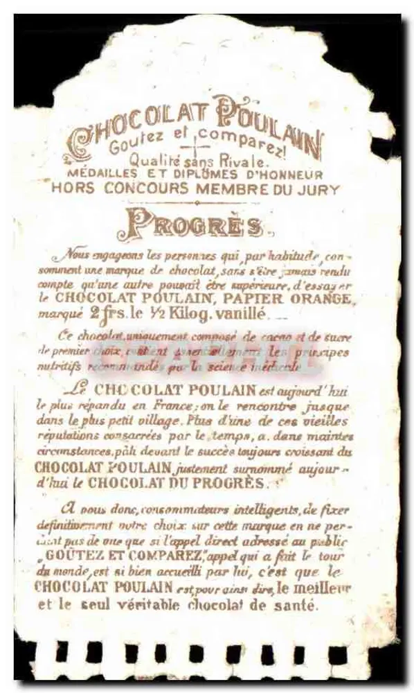 Septiembre — Chocolat Poulain — publicidad estacional - Reverso