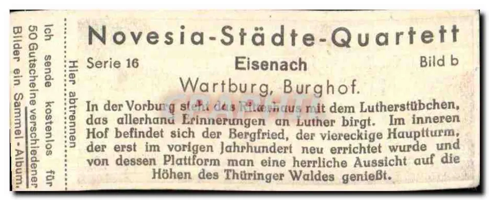 Cidade de Neubürg/Rhénania — vista de casas cercadas de vegetação — Gutschein Bild b, Série 16, P.F. Feldhaus, válido até janeiro de 1940 - Verso