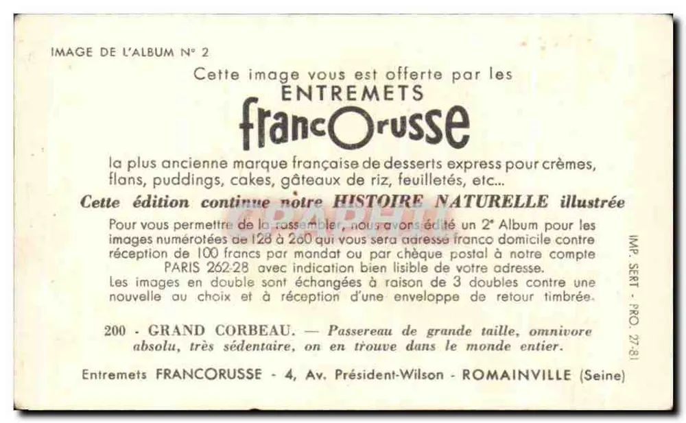 Grote Raaf — 200 — Entremets Francoruisse - Achterkant
