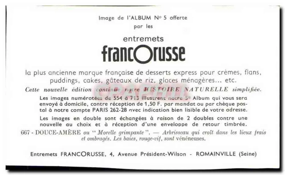 Douce-amère — Morelle grimpante — Entremets FrancOrusse, n°667 - Verso