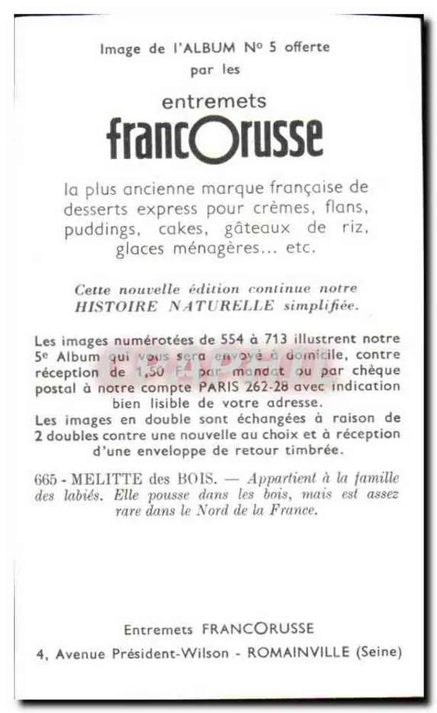Mélitte dos bosques — 665 — Entremet FrancOrusse - Verso