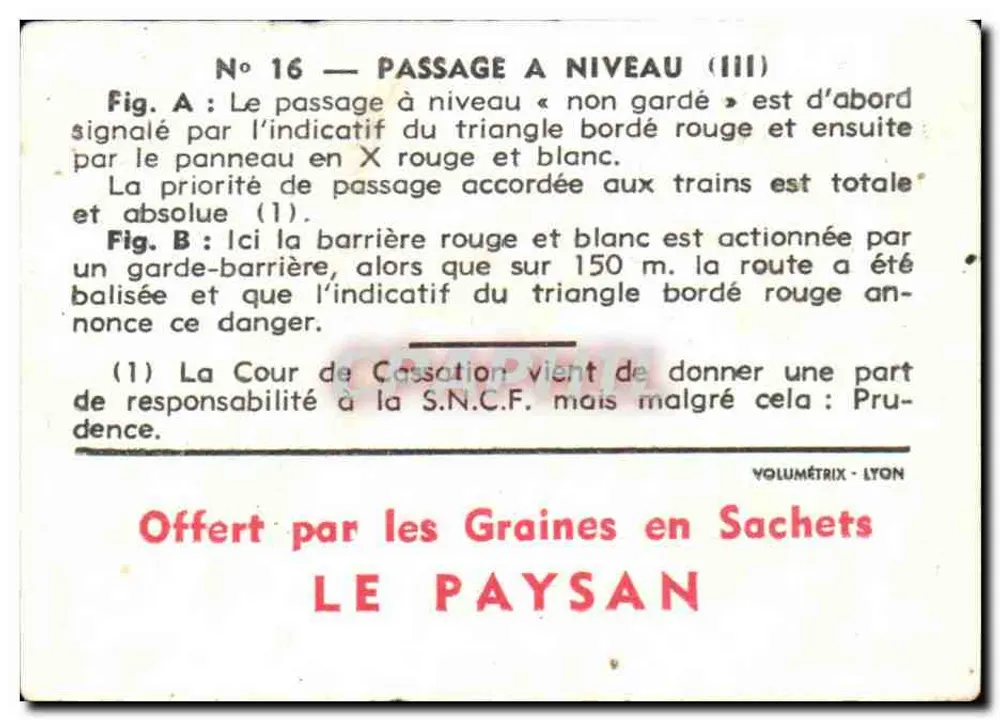 Passagem de nível (III) — N° 16 — VOLUMÉTRIX - LYON - Verso