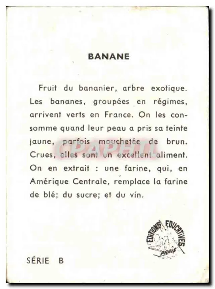 Banane — Exotisches Obst — Éditions Éducatives, Serie B - Rückseite