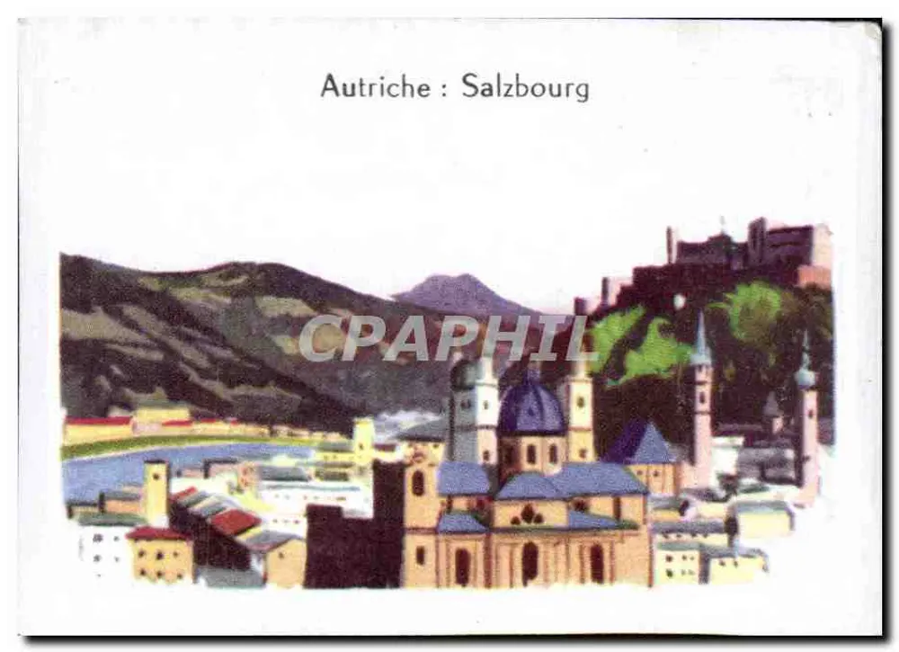 Áustria: Salzburgo — vista panorâmica com castelo e igreja - Frente