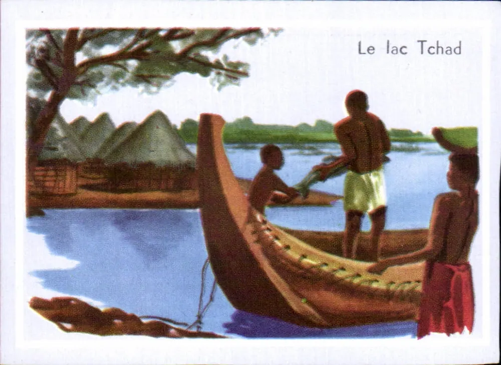 O lago Tchad — vista de pescadores em uma piroga — n° 127 - Frente