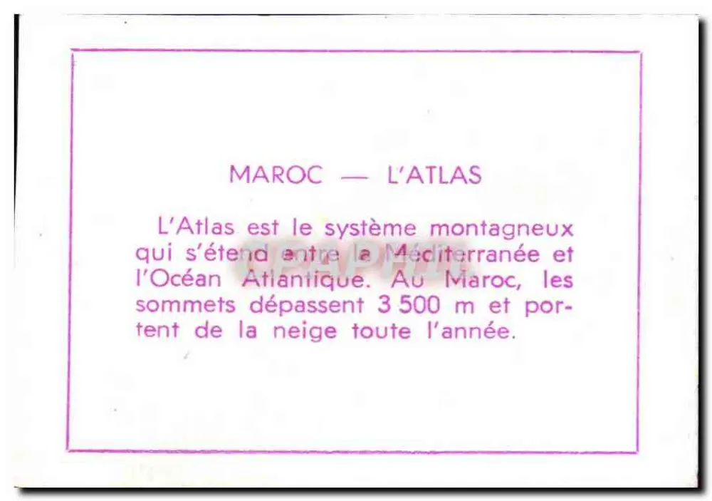 Marrocos: o Atlas — paisagem montanhosa nevada — editor não visível - Verso