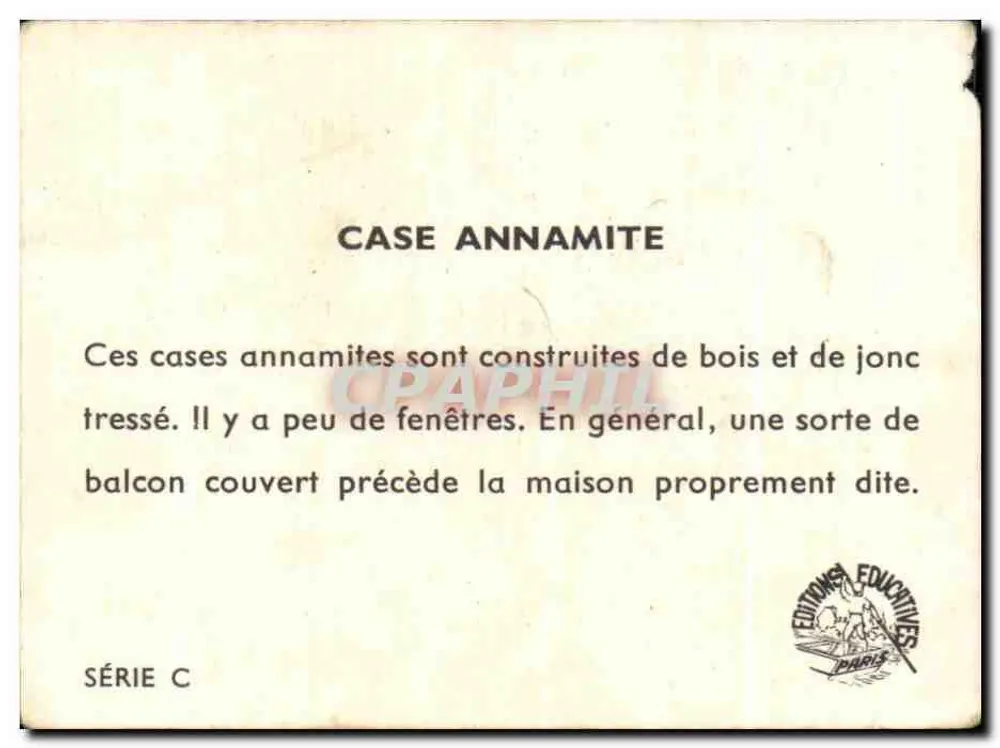 Case annamite — construção tradicional — Éditions Éducatives Paris, Série C - Verso