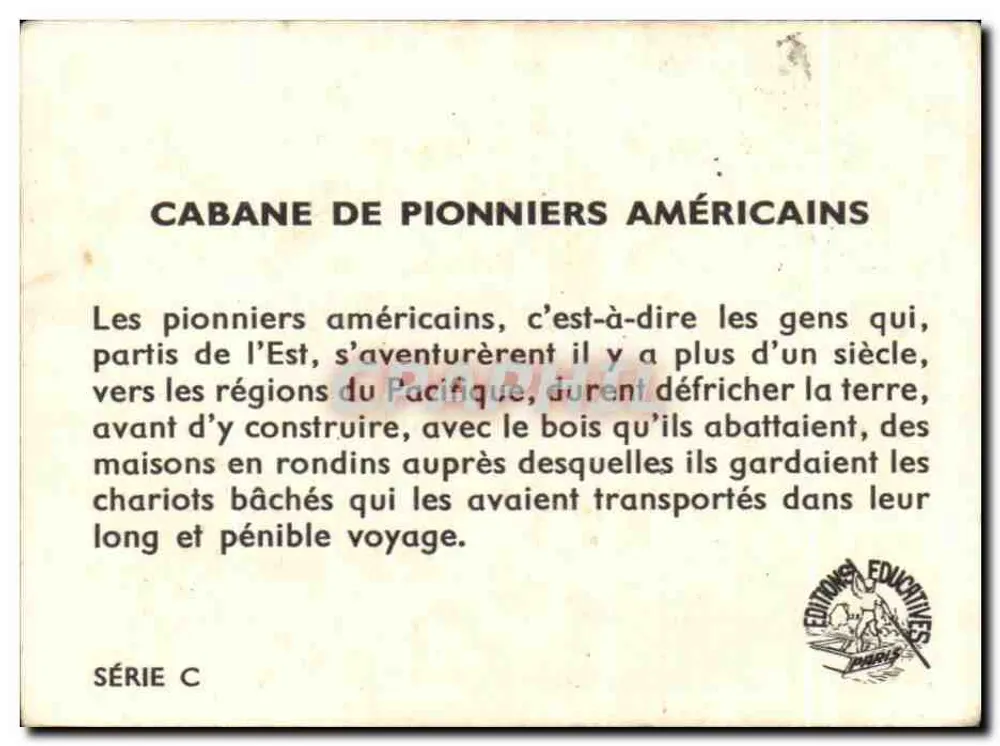 Cabana de pioneiros americanos — Série C — Edições Educativas - Verso