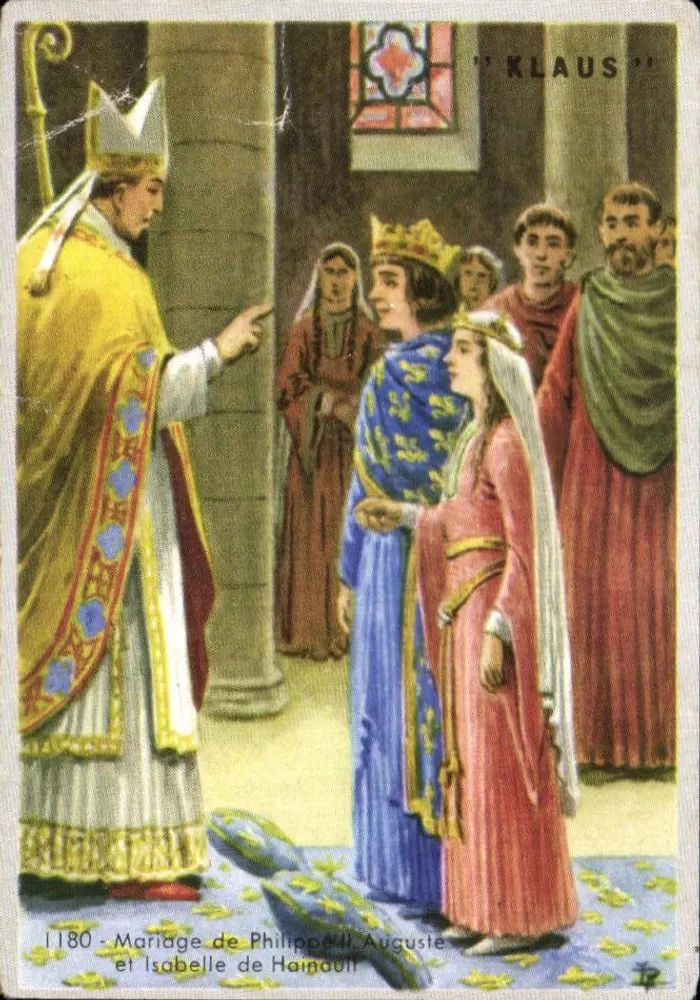 Casamento de Felipe II Augusto e Isabelle de Hainaut — 1180 — editor Klaus, n° 194 - Frente