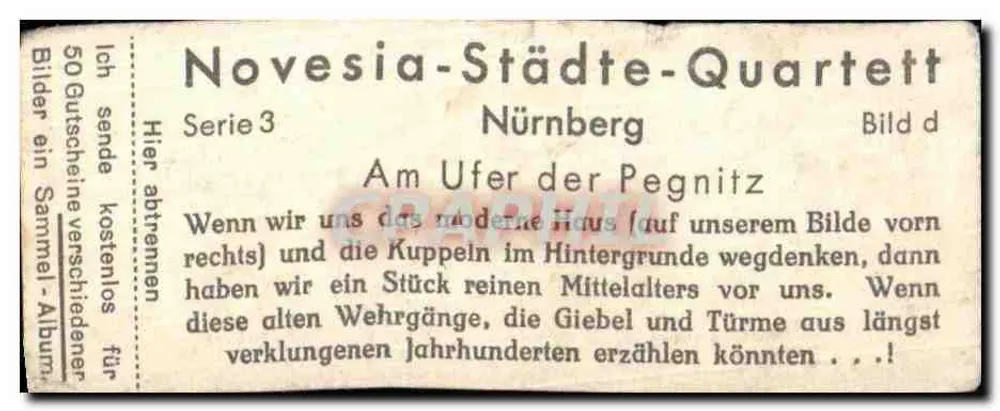 Nürnberg — Ao Lado da Pegnitz — Novesia-Städte-Quartett, Série 3, Imagem d - Verso