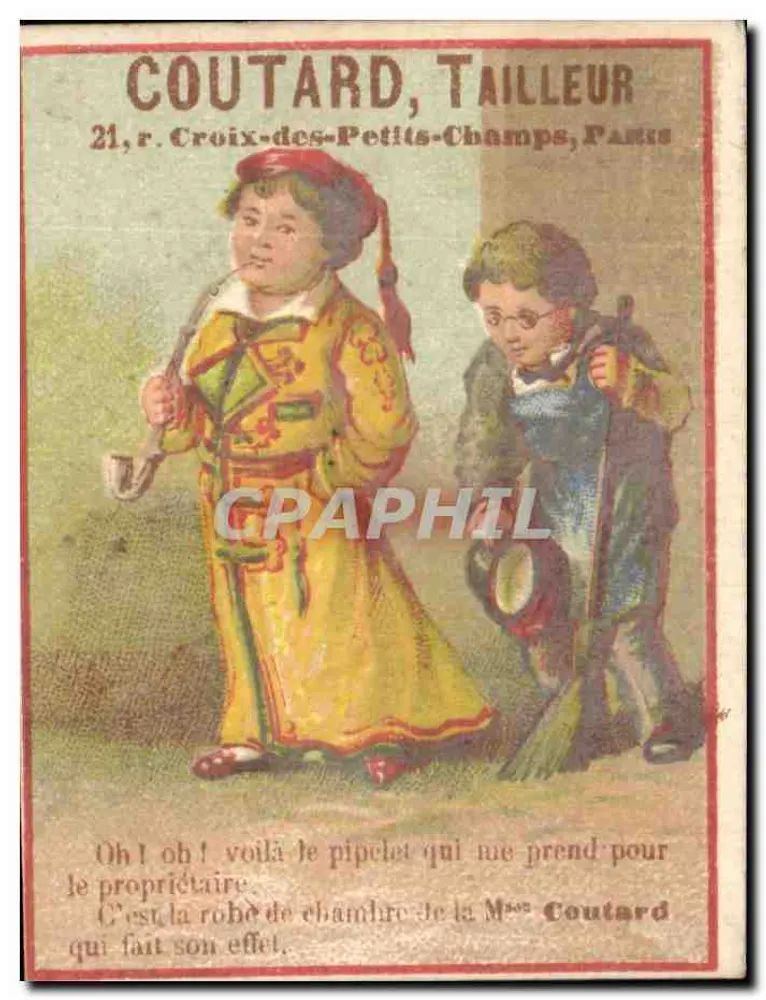 Zwei Kinder in Kostüm — Werbung für Coutard, Schneider — Paris - Vorderseite