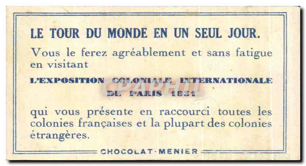 Die zauberhafte Vegetation der tropischen Länder — Internationale Kolonialausstellung Paris 1931 — Chocolat-Menier - Rückseite