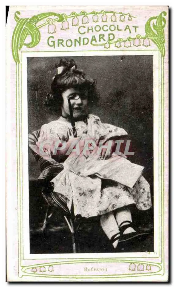 Mulher sentada — propaganda para o chocolate Grondard — editor Reflexion - Frente