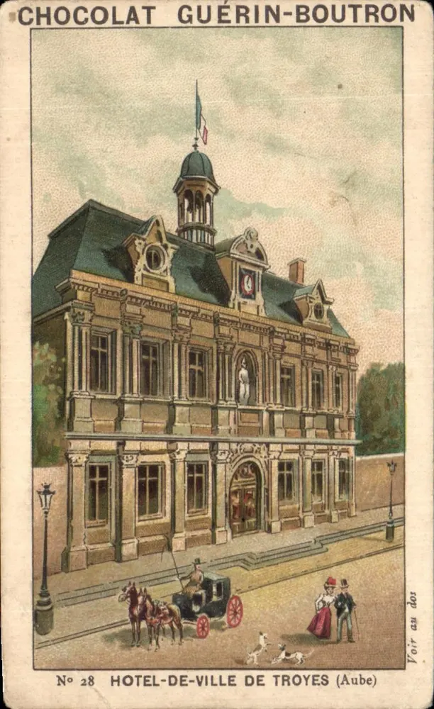 Hôtel-de-Ville de Troyes (Aube) — éditeur CHOCOLAT GUÉRIN-BOUSTRON, n° 28 - Vorderseite