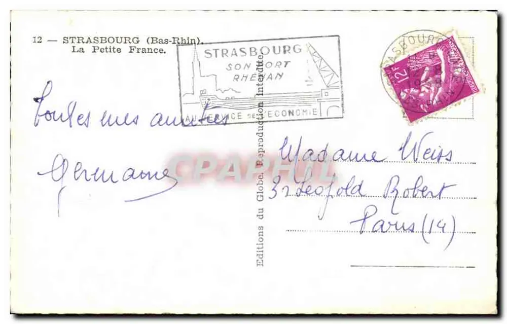 Straßburg — Ansicht von Petite France — Éditions du Globe - Rückseite