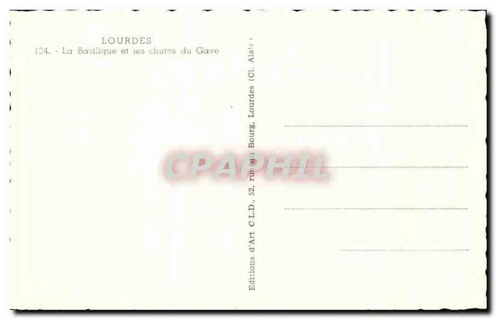Lourdes — Die Basilika und die Wasserfälle des Gave — Éditions d'Art C.L.D., Lourdes - Rückseite
