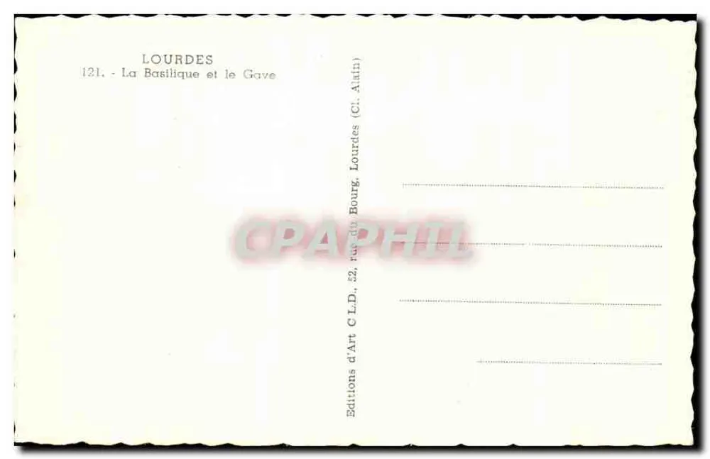 Lourdes — A Basílica e o Gave — Éditions d'Art C.L.D., Lourdes - Verso